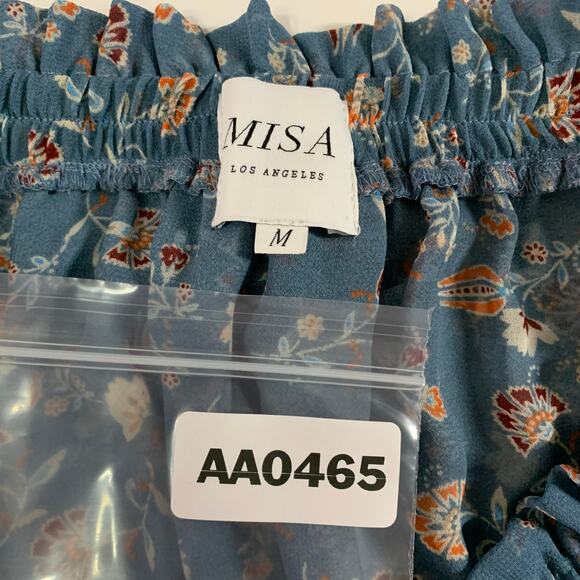MISA Los Angeles Katryna Off Shoulder Ruffle Mini Dress Blue Floral M Cottage - Picture 4 of 9